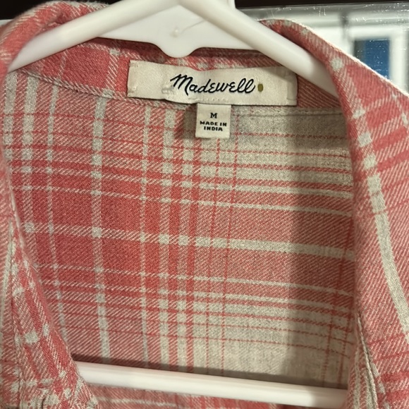 Madewell pink plaid blouse with Pockets - Picture 3 of 3